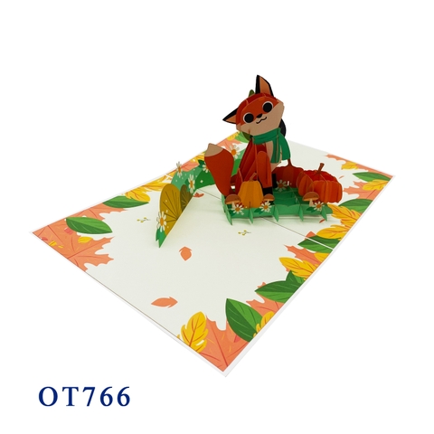 Fox Fall Autumn Pop Up Card