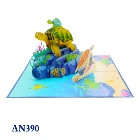 Family Sea Turtles Pop Up Card