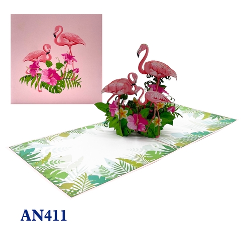 Flamingos Pop Up Card
