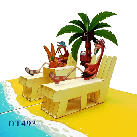Flamingos on the Beach – 3D Pop-up Card 🦩