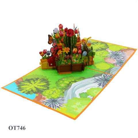 Flowers In Boots Pop Up Card