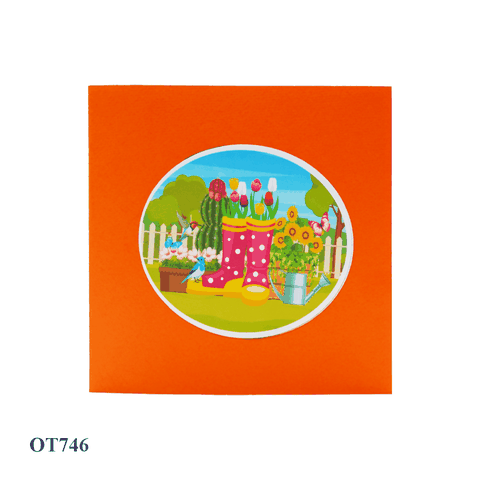 Flowers In Boots Pop Up Card