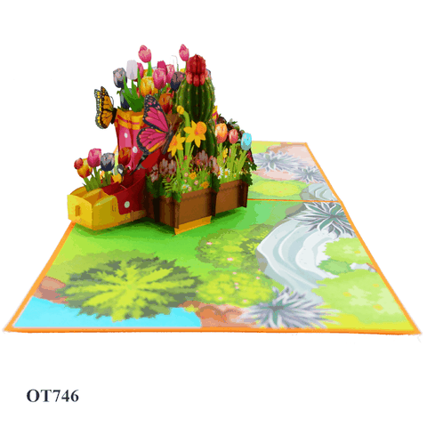 Flowers In Boots Pop Up Card