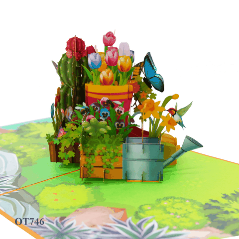 Flowers In Boots Pop Up Card