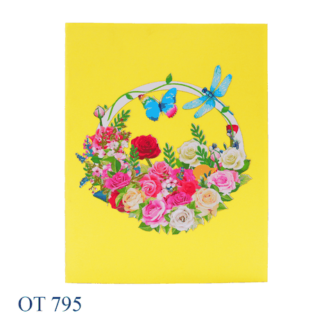 Roses Flowers Pop Up Greeting Card