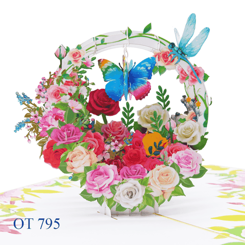 Roses Flowers Pop Up Greeting Card