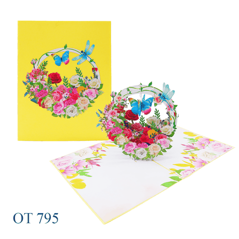 Roses Flowers Pop Up Greeting Card