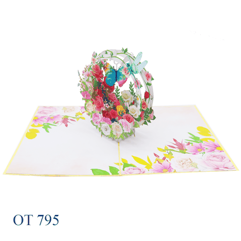 Roses Flowers Pop Up Greeting Card