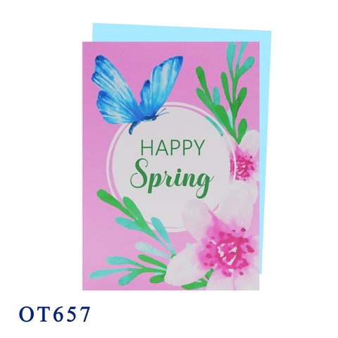 Pink Happy Spring Greeting Card