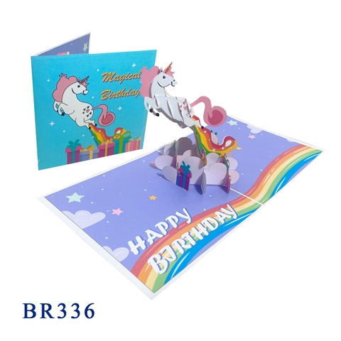 Funny Unicorn Happy Birthday Pop Up Card