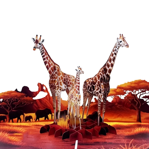 Giraffe Sunset Pop-up Card