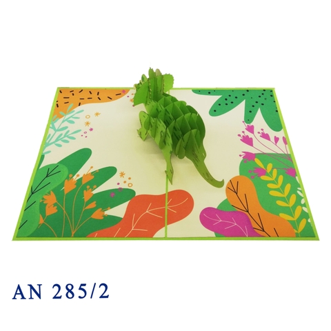 Green Triceratops Dinosaur 3D Pop Up Greeting Card