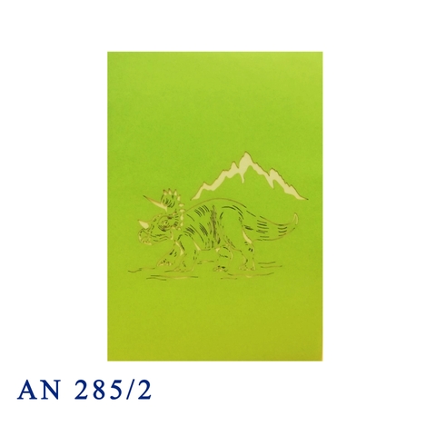 Green Triceratops Dinosaur 3D Pop Up Greeting Card