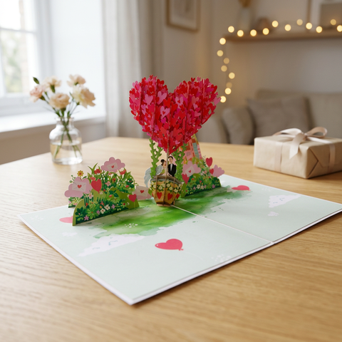 3D Heart Hot Air Balloon Pop-Up Card
