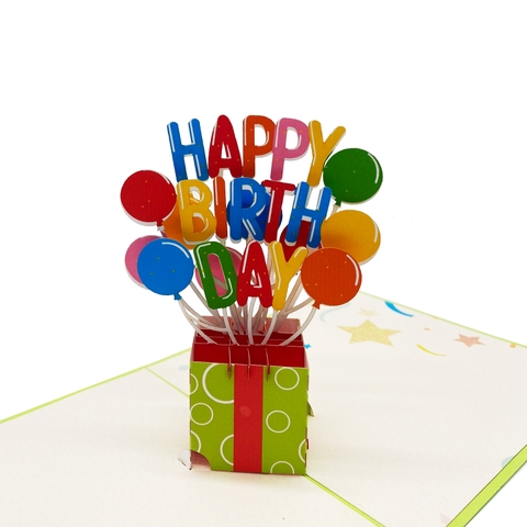 Happy Birthday Balloons Pop Up Card