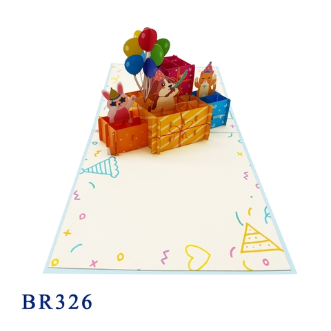 Happy Birthday Dogs & Cats Pop Up Card