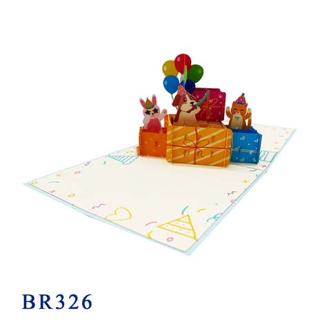 Happy Birthday Dogs & Cats Pop Up Card