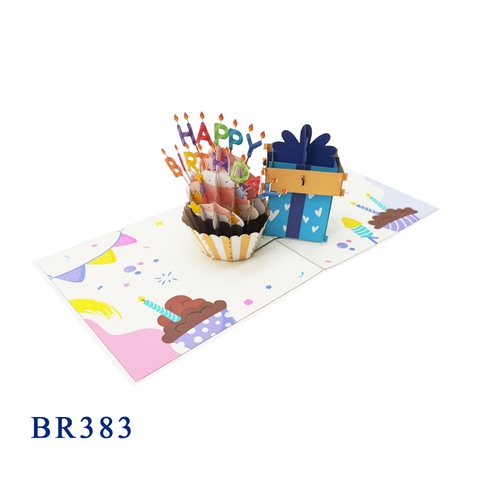 Happy Birthday Cupcake & Present Box Pop Up Card