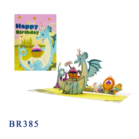 Happy Birthday Cute Dragon Pop Up Card