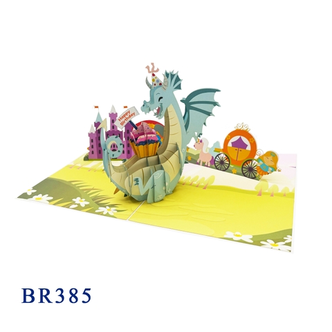 Happy Birthday Cute Dragon Pop Up Card