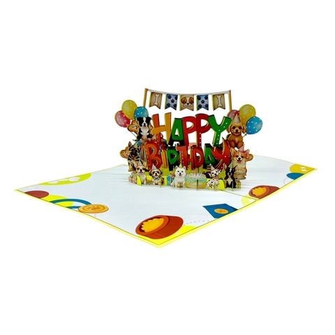 Happy Birthday Dogs Pop-up Card – 3D Birthday Greeting Card