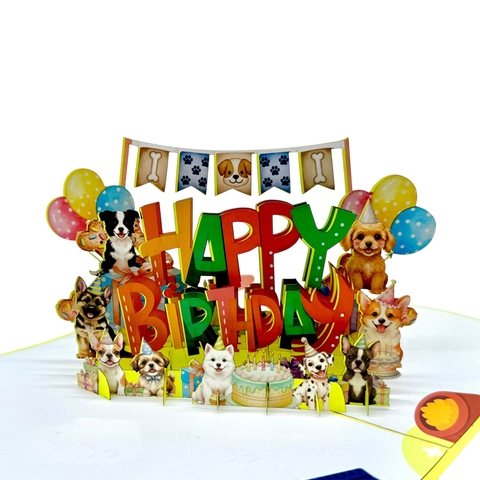 Happy Birthday Dogs Pop-up Card – 3D Birthday Greeting Card