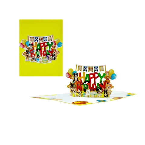 Happy Birthday Dogs Pop-up Card – 3D Birthday Greeting Card
