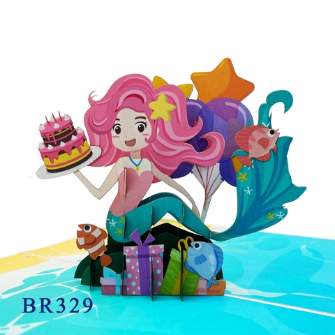 Happy Birthday Mermaid Pop Up Card