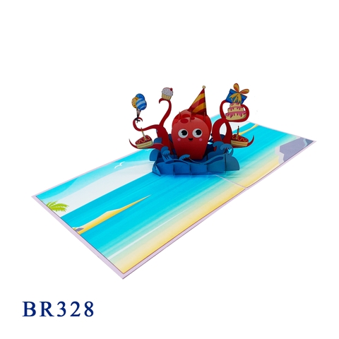 Happy Birthday Octopus Pop Up Card
