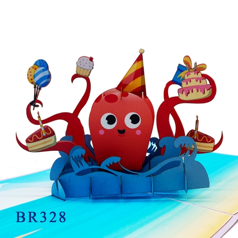 Happy Birthday Octopus Pop Up Card