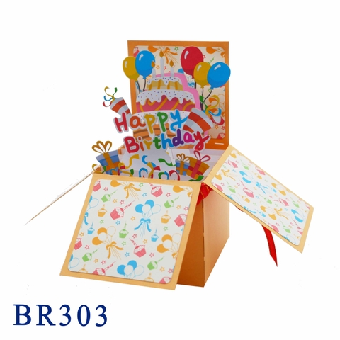 Happy Birthday Orange Pop Up Box
