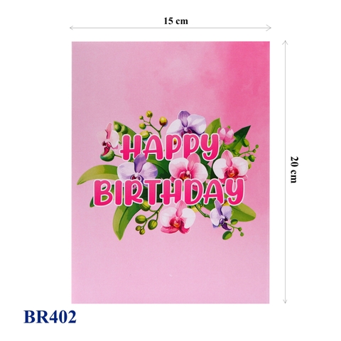 Happy Birthday Orchids Pop Up Card