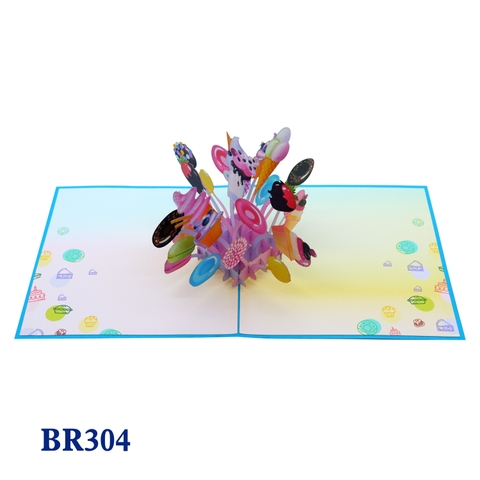 Happy Birthday Party Donuts Pop Up Card
