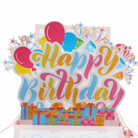 Happy Birthday Pink Pop Up Box