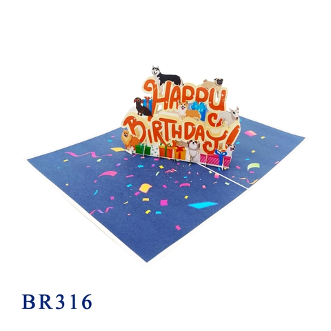 Happy Birthday Dogs Pop Up Card