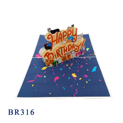 Happy Birthday Dogs Pop Up Card