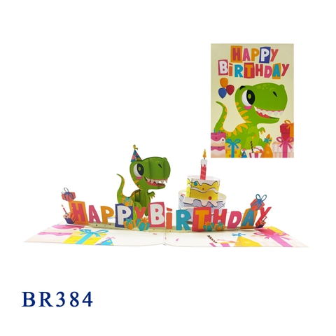 Happy Birthday T-rex Pop Up Card
