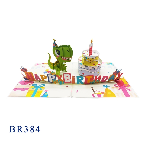 Happy Birthday T-rex Pop Up Card