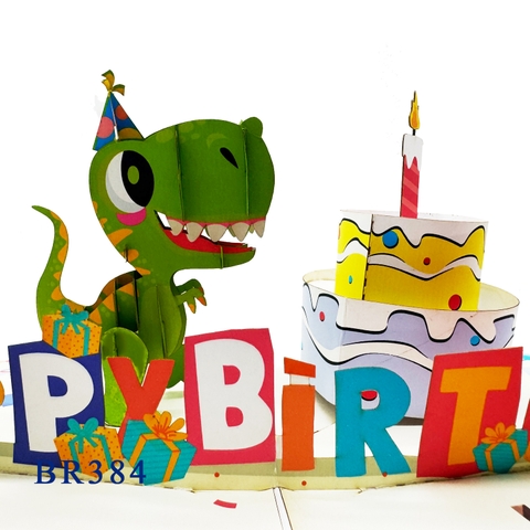 Happy Birthday T-rex Pop Up Card