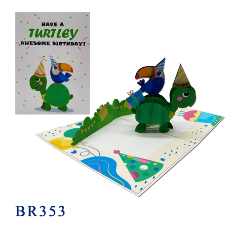 Happy Turtle Birthday Pop Up Card