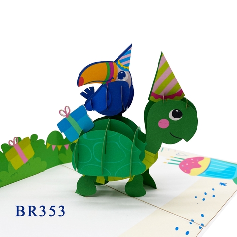 Happy Turtle Birthday Pop Up Card