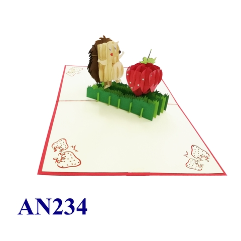 Hedgehog and Strawberry Pop Up Card
