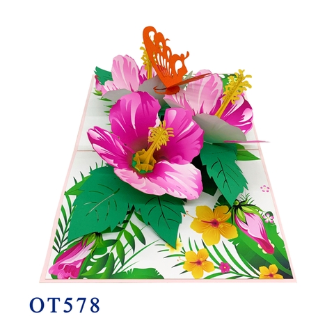 Hibiscus Bloom Pop Up Card