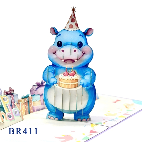 Hippo Birthday Pop-up Card