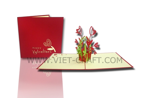 HEART FLOWERS POPUP 3D CARD