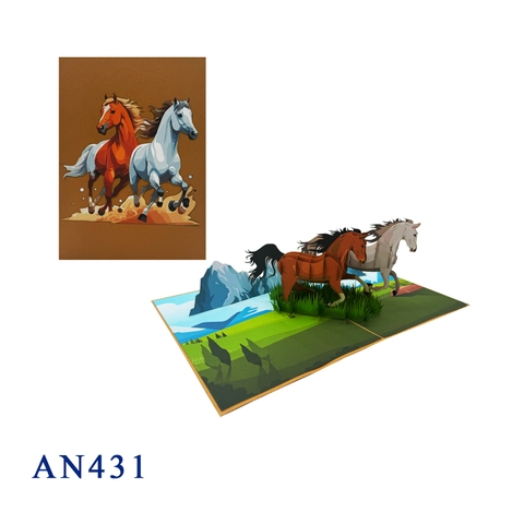 Horses Pop Up Card