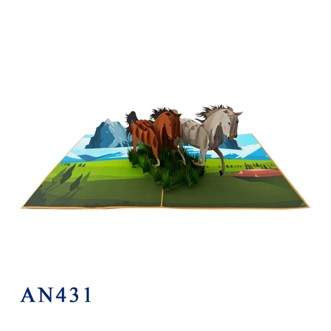 Horses Pop Up Card
