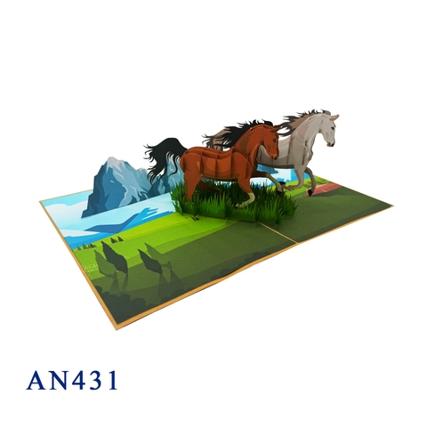 Horses Pop Up Card
