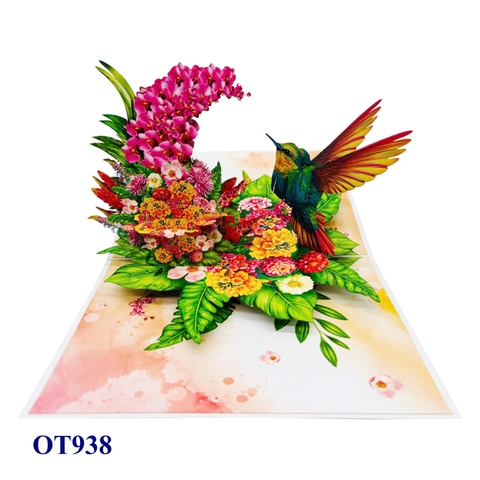 Hummingbird Orchids Pop Up Card