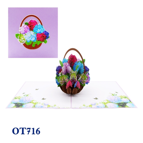Hydrangea Basket Pop Up Card